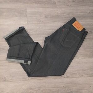 Vtg Levis 501xx Raw Denim Selvedge Button Fly Jeans Dark Wash Rigid Mens 32x34